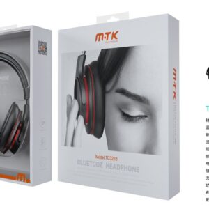 Auriculares Cascos Bluetooth Inalámbricos TC3233  Luxury Auricular Bluetooth 5.3, Soporta Mano libre/FM/TF(Sin limitacion de Memoria)/Entrada de Audio, Bateria 300mAh, Negro+Rojo