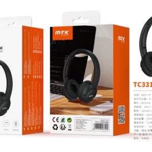 Auriculares Cascos Bluetooth Inalámbricos TC3316 NE Auricular plegable Bluetooth 5.3, Soporta Mano libre/FM/TF 32G Max, 5 hora de uso, Bateria 200mAh, Negro