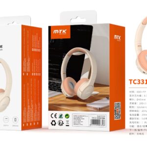 Auriculares Cascos Bluetooth Inalámbricos TC3316 RS Auricular plegable Bluetooth 5.3, Soporta Mano libre/FM/TF 32G Max, 5 hora de uso, Bateria 200mAh, Rosa