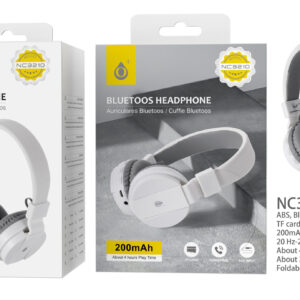 Auriculares Cascos Bluetooth Inalámbricos NC3210 BL Auriculares Casco  Bluetooth 5.0 Plegable, Manos libres para llamadas , Bateria 200mAh, TF , Blanco
