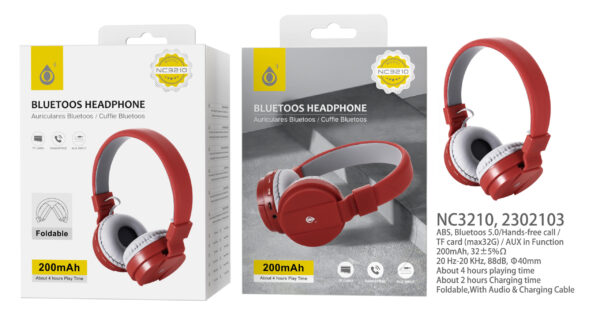 Auriculares Cascos Bluetooth Inalámbricos NC3210 RJ  Auriculares Casco Bluetooth 5.0 Plegable, Manos libres para llamadas , Bateria 200mAh, TF