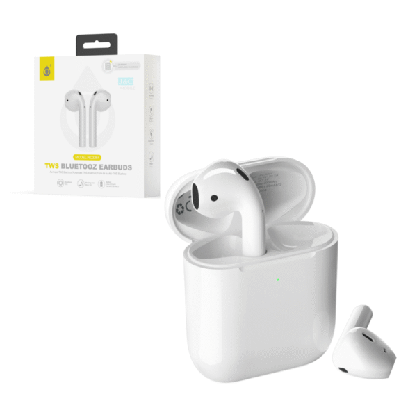 Auriculares Bluetooth Inalambricos estilo Airpods NC3264 BL Auriculares Bluetooth TWS Bastian Bateria lition(25mAh*2) con estuche cargable(200mAh), Soporta Carga Inalambrica, Blanco