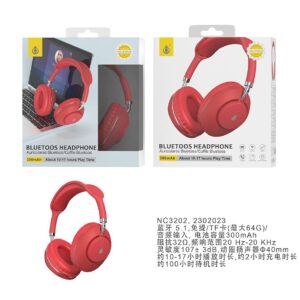 Auriculares Cascos Bluetooth NC3202 RJ Auriculares Casco  Bluetooth 5.1  300mAh, TF , Rojo