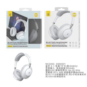 Auriculares Cascos Bluetooth Inalámbricos NC3202 BL Auriculares Casco  Bluetooth 5.1  300mAh, TF , Blanco