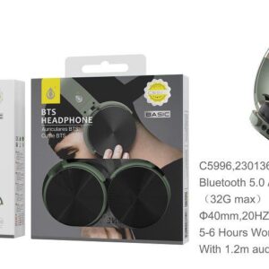 Auriculares Cascos Bluetooth Inalámbricos C5996 VE Auriculares Casco S.Basic Bluetooth Pregable Lepux ,FM/TF/Audio,Verde