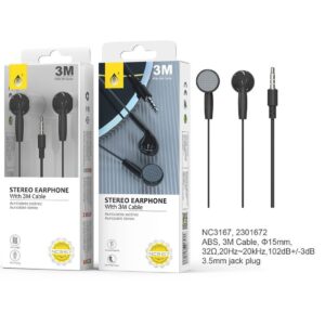 Auriculares con Cable NC3167 NE Auriculares Navy sin Microfono, Longitud cable 3m, Negro