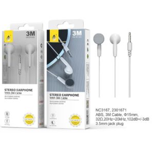 Auriculares con Cable NC3167 BL Auriculares Navy sin Microfono, Longitud cable 3m, Blanco