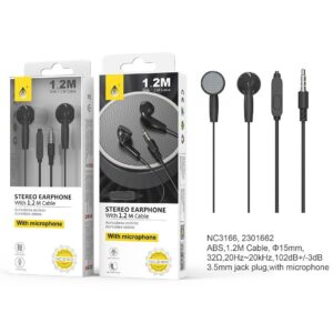 Auriculares con Cable NC3166 NE Auriculares Navy con Micrófono y Botón Multifunciones, Longitud cable 1.2m, Negro