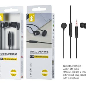 Auricular NC3148 NE Auriculares Buzzz con Microfono y Boton multifunciones, Longitud 1.2M, Negro