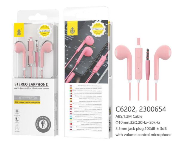 Auriculares con Cable C6202 RS Auriculares con Microfono Air, Rosa