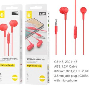 Auriculares con Cable C5146 RJ Auriculares con Microfono Lenoy , 1.2M,Rojo