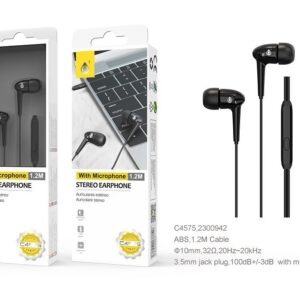 Auriculares con Cable C4575 NE Auriculares con Microfono Bubble , cable 1.2M , Negro