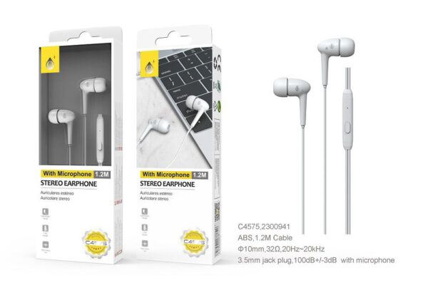 Auriculares con Cable C4575 BL Auriculares con Microfono Bubble , cable 1.2M , Blanco