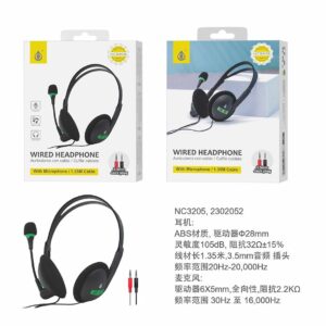 Auriculares Cascos con Cable NC3205 NE  Auriculares Cascos con Cable 1,35M y Microfono, 3.5mm Jack Plug,