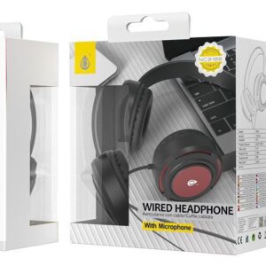Auriculares Cascos con Cable NC3186 RJ Auriculares Casco Travi con Cable  y Microfono, 3.5mm Jack Plug, Diseno Ajustable, Diametro 44mm, 1.2M, Rojo