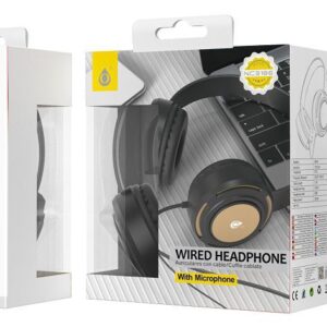 Auriculares Cascos con Cable NC3186 OR Auriculares Casco Travi con Cable  y Microfono, 3.5mm Jack Plug, Diseno Ajustable, Diametro 44mm, 1.2M, Oro