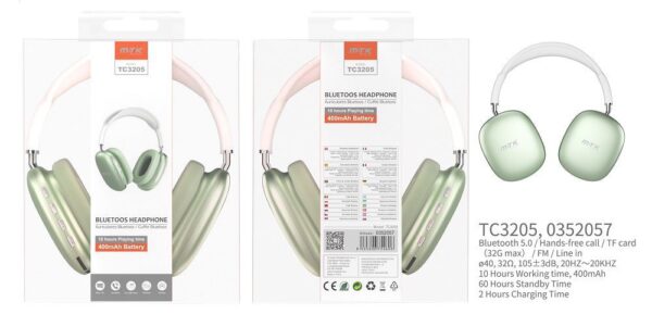 Auriculares Cascos Bluetooth Inalámbricos TC3205 VE Auriculares Bluetooth 5.0, Llamadas manos libres, Micro SD/TF (32GB Max),