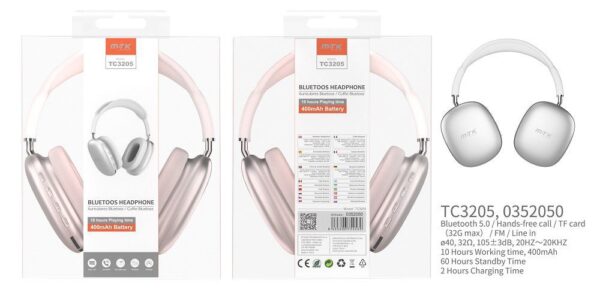 Auriculares Cascos Bluetooth Inalámbricos TC3205 PL Auriculares Bluetooth 5.0, Llamadas manos libres, Micro SD/TF (32GB Max),