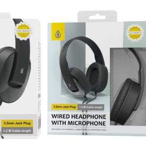 Auriculares Cascos con Cable NC3201 NE Auriculares Casco de cable  con Microfono , 3.5mm Jack Plug ,  1.2M ，Negro