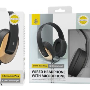 Auriculares Cascos con Cable NC3201 OR Auriculares Casco de cable con Microfono , 3.5mm Jack Plug , 1.2M ,Oro