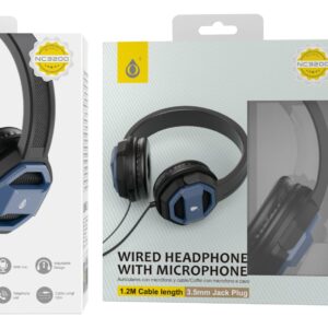Auriculares Cascos con Cable NC3200 AZ Auriculares Casco de cable con Microfono , 3.5mm Jack Plug , 1.2M ,Azul
