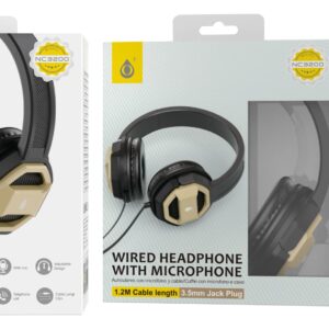 Auriculares Cascos con Cable NC3200 OR Auriculares Casco de cable con Microfono , 3.5mm Jack Plug , 1.2M ,Oro