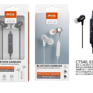 Auriculares Deportivos CT540 NE Auriculares Bluetooth Dual Dinamico Deportivo Etham con microfono y cable ,  Negro