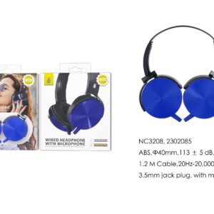 Auriculares Cascos con CableNC3208 AZ Auriculares Casco de cable  con Microfono , 3.5mm Jack Plug ,  Cable 1.2M ，Azul