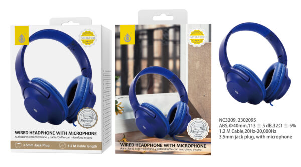 Auriculares Cascos con CableNC3209 AZ Auriculares Casco Plegable con cable y Microfono , 3.5mm Jack Plug ,  1.2M ，Blanco