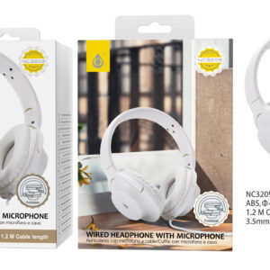 Auriculares Cascos con CableNC3209 BL Auriculares Casco Plegable con cable y Microfono , 3.5mm Jack Plug ,  1.2M ，Blanco