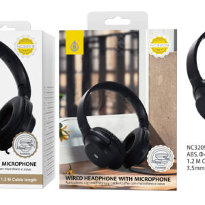 Auriculares Cascos con CableNC3209 NE Auriculares Casco Plegable con cable y Microfono , 3.5mm Jack Plug ,  1.2M ，Negro