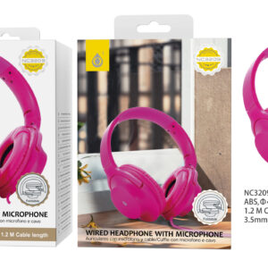 Auriculares Cascos con CableNC3209 RS Auriculares Casco Plegable con cable y Microfono , 3.5mm Jack Plug , 1.2M ,Rosa
