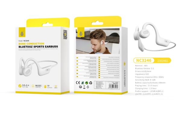 Auriculares Deportivos NC3246 BL Auricular Deportivo Con Conduccion osea  Bluetooth 5.3, Bateria 180mAh, Blanco - Imagen 3