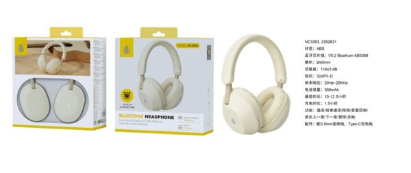 Auriculares Cascos Bluetooth Inalámbricos NC3263 BL Auricular Bluetooth 5.2, Soporta Mano libreEntrada de Audio, Bateria 300mAh, Blanco