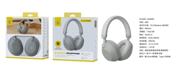 Auriculares Cascos Bluetooth Inalámbricos NC3263 GR Auricular Bluetooth 5.2, Soporta Mano libreEntrada de Audio, Bateria 300mAh, Gris