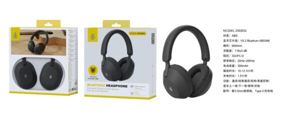 Auriculares Cascos Bluetooth Inalámbricos NC3263 NE Auricular Bluetooth 5.2, Soporta Mano libreEntrada de Audio, Bateria 300mAh, Negro