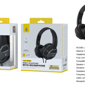 Auriculares Cascos con CableNC3283 GR Auriculares Casco Volker con Cable Type-C y microfono, Cable 1.2m, Gris