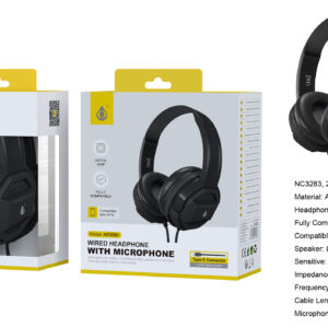 Auriculares Cascos con CableNC3283 NE Auriculares Casco Volker con Cable Type-C y microfono, Cable 1.2m, Negro