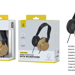 Auriculares Cascos con CableNC3284 OR Auriculares Casco Zelig con Cable y microfono, Conector 3.5mm, Cable 1.2m, Oro