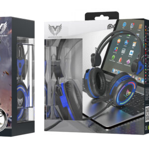 Auriculares Cascos Gaming TC3204 AZ+NE Auriculares Casco Gaming con Microfono y Control de volumen, Cable 2,1 M, Adaptador Audio Jack 2en 1 incluido, , Luz RGB, Azul+Negro