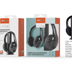 Auriculares Cascos Bluetooth Inalámbricos TC3213 NE Auriculares inalámbricos 5 EN 1 para  TV/Radio/DVD/VCD/MP3/PC,Negro