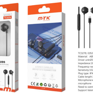 Auriculares Iphone con cable Lightning TC3278 NE Luxury Auricular Lightning Zoogle con microfono y boton de volumen, (Necesario Bluetooth)Cable 1.2m, Negro