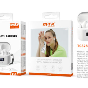 Auriculares Bluetooth Inalambricos estilo Airpods TC3281 BL Luxury Auriculares TWS Bluetooth 5.3 smart Touch, Bateria (30mAh*2) Con Estuche Recargable 500mAh, Blanco