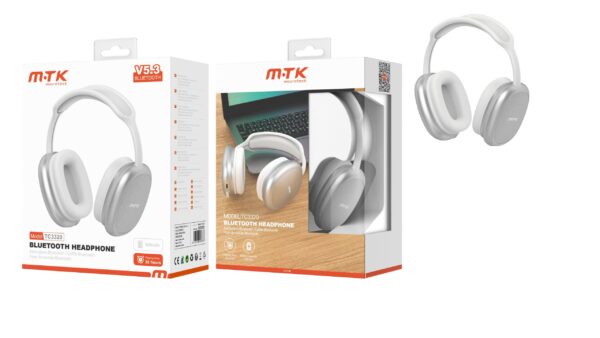 Auriculares Cascos Bluetooth Inalámbricos TC3320 Luxury BL+GR Auricular Bluetooth 5.3, 30 hora reproduccion, Soporta llamadas, Bateria 300mAh, Blanco+Gris - Imagen 2