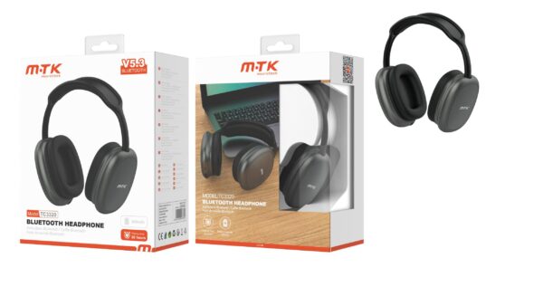 Auriculares Cascos Bluetooth Inalámbricos TC3320 Luxury NE+GR Auricular Bluetooth 5.3, 30 hora reproduccion, Soporta llamadas, Bateria 300mAh, Negro+Gris - Imagen 2