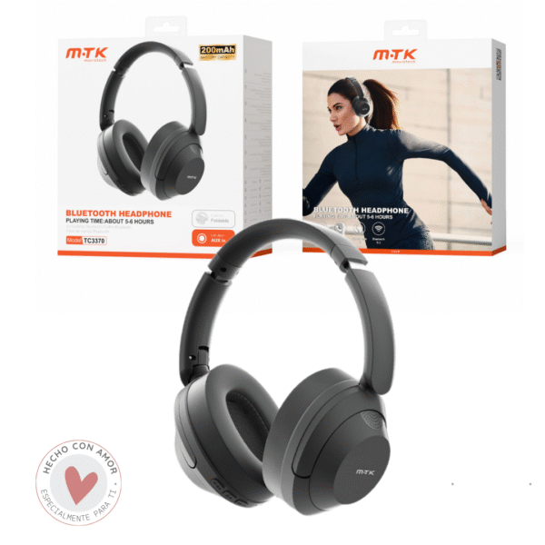 Auriculares Cascos Bluetooth Inalámbricos TC3370 NE Luxury Auricular plegable Bluetooth 5.3, Soporta Mano libre/entrada de audio 3.5mm, 5-6 hora de uso,Bateria 200mAh, Negro