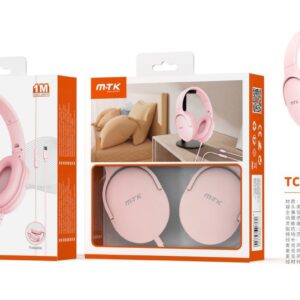 Auriculares Cascos con CableTC3272 RS Auriculares Casco Zor plegable con Cable Type-C y microfono, Cable 1.2m,Soporta apple, Rosa