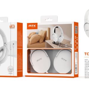 Auriculares Cascos con CableTC3272 BL Auriculares Casco Zor plegable con Cable Type-C y microfono, Cable 1.2m,Soporta apple, Blanco