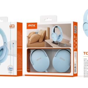Auriculares Cascos con CableTC3272 AZ Auriculares Casco Zor plegable con Cable Type-C y microfono, Cable 1.2m,Soporta apple, Azul