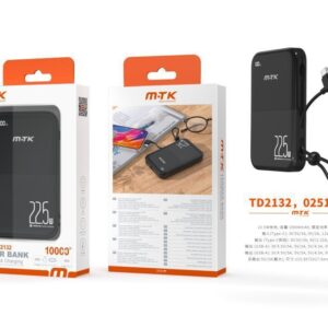 Bateria Externa 10000mAh Power Bank TD2132 NE Luxury PowerBank 10000mAh/38.5Wh, Carga Rapida 22.5w, 1entrada(Type-C), 4salida(2*Type-C+lightning+USB-A), Negro